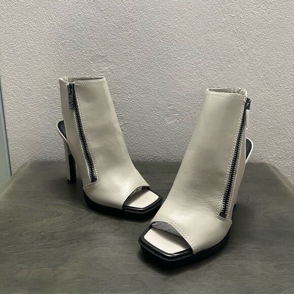 NEW DKNY Malia Square Toe Slingback Shooties Women Sz 9 Ivory Leather Block Heel - Picture 7 of 13